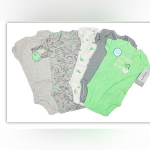 CARTER’S Dinosaur Baby Boy 5-Pc Bodysuit Newborn 100% Cotton